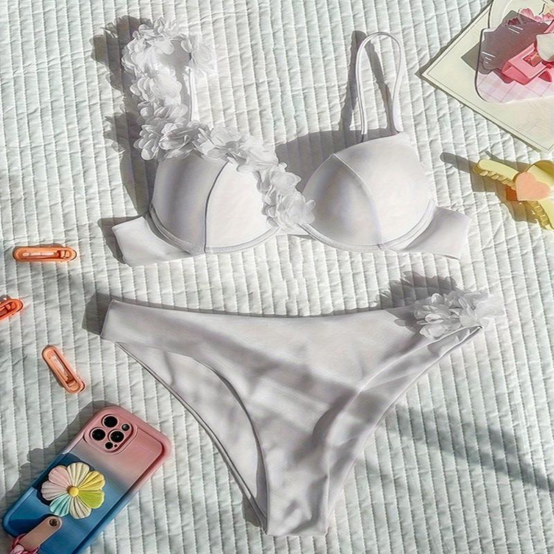 

2025 Цветочный купальник бикини с жесткими чашками - Европейский и американский стиль, сексуальный купальник Large