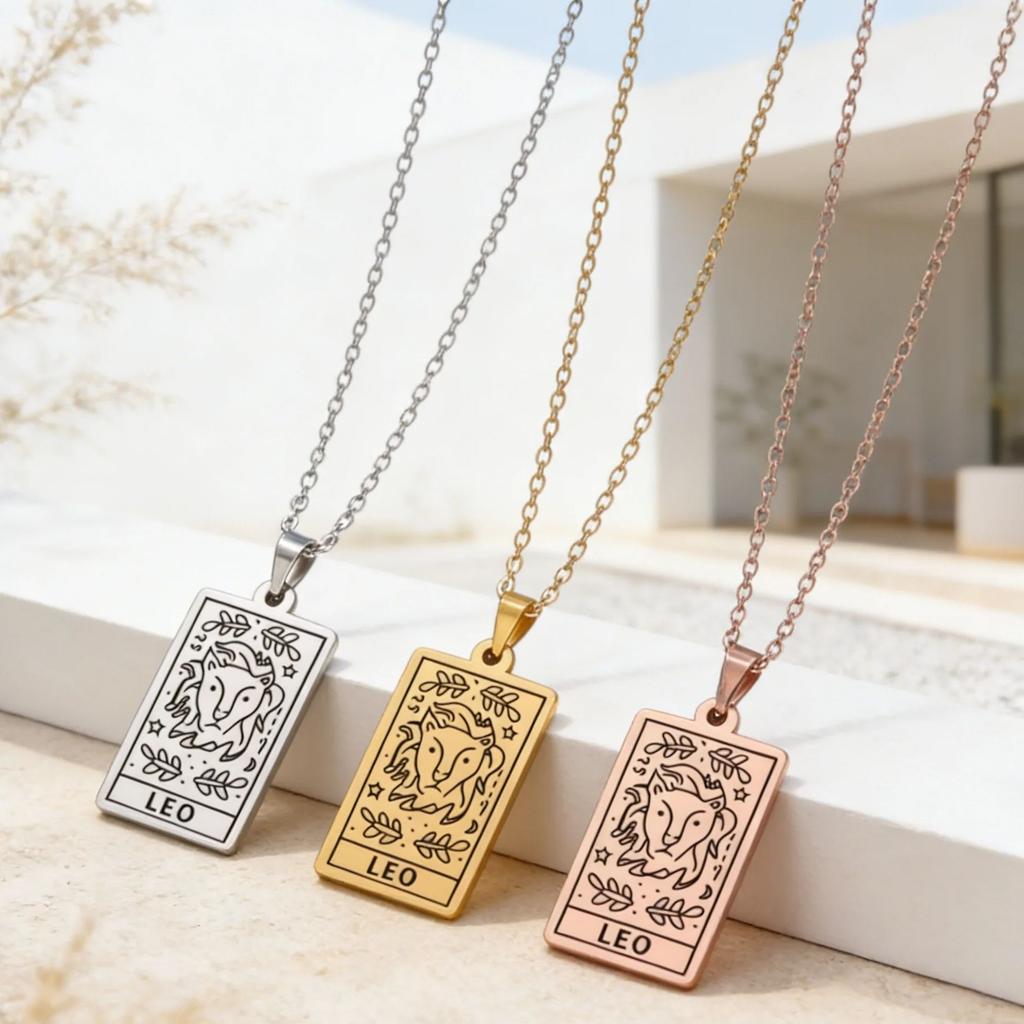 LIKGREAT 12 Constellation Necklace for Women Men Zodiac Sign Neckchain Vintage Stainless Steel Jewelry Amulet Gifts