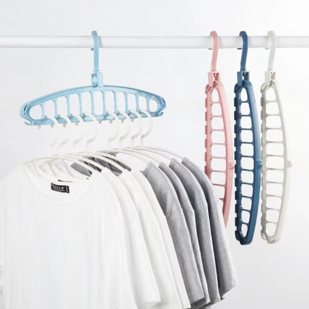 4PCS Rotatable Hook Multi-Hole Clothes Hanger Space-Saving Non-slip Wardrobe Clothes Organizer Plastic Clothes Hanging Rack