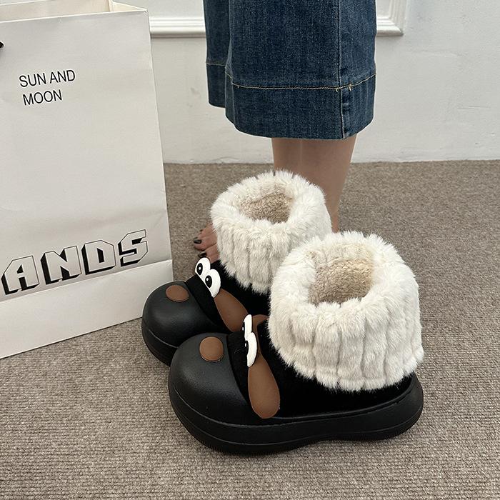 Damenmode leichte weiche Sohle Winter warmes Fell eins Schneestiefel gepolstertes Futter rutschfest lässige Sport Baumwollstiefel