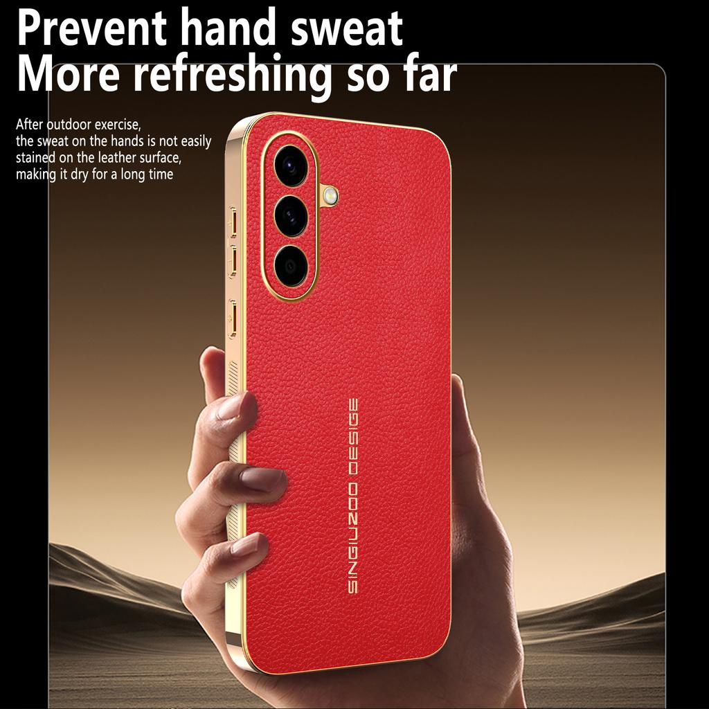 Pour Samsung Galaxy A57 5G Coque Anti-Rayures Texture Litchi TPU Cuir PU Housse Arrière de Téléphone