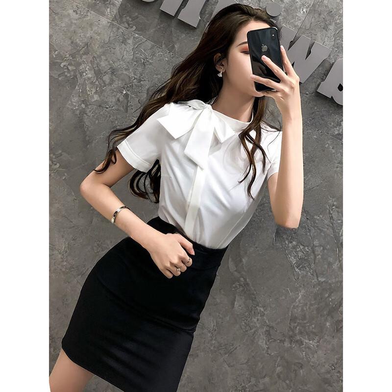 Women s Professional White Blouse with Scarf Collar L