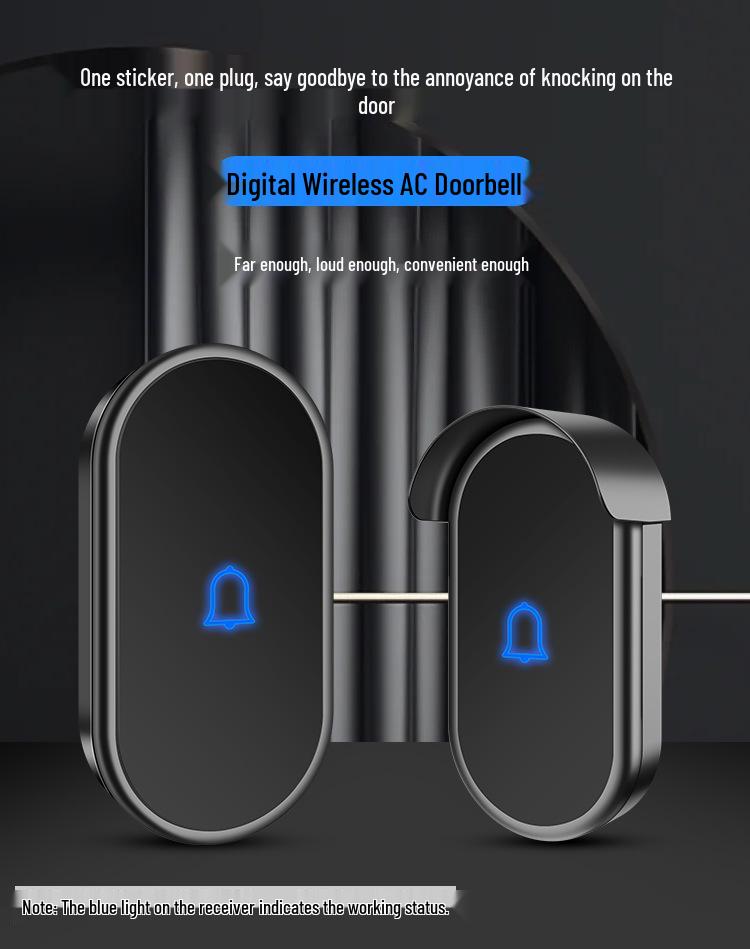 Smart Wireless Doorbell with Long-Range Remote Control and Elderly Call Button, Three-to-One with US/EU/UK Plug Options