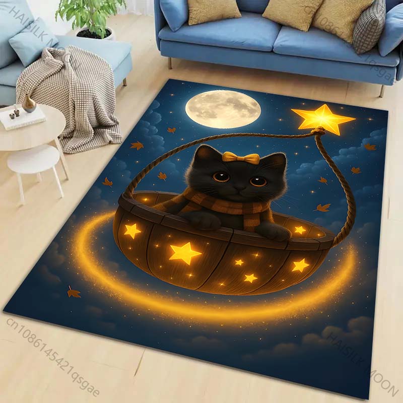 

New product Cat in starry basket Carpet for Living Room Bedroom Bedside Floor Mat Cloakroom Child Play Mat Area Rug Large Size 40cm x 60cm