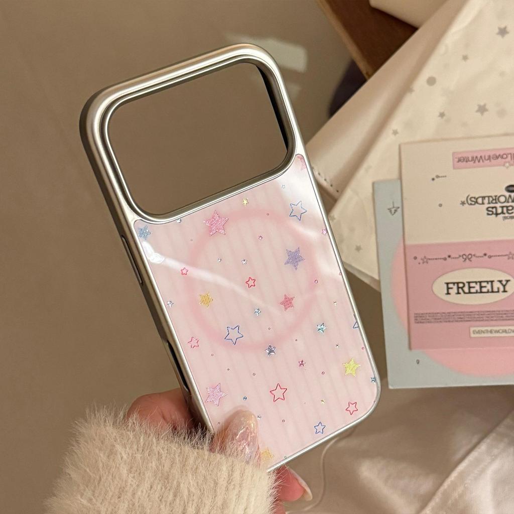 Colorful Star and Heart Magnetic Phone Case for iPhone 16, iPhone 17, and iPhone 17 Pro Max