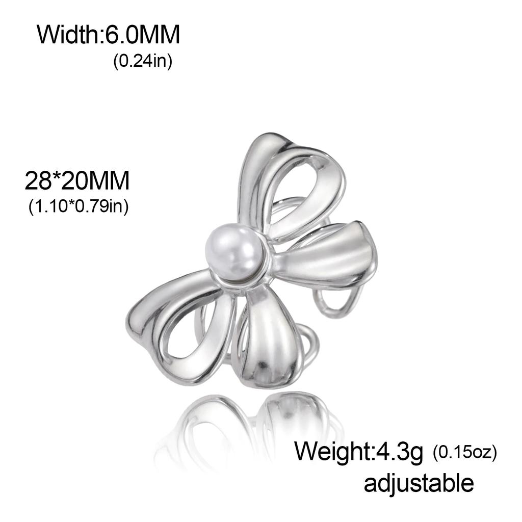 Cazador Cute Bowknot Rings Trend 2026 Stainless Steel Jewelry Adjustable Rings for Women Party Wedding Brithday Gifts New