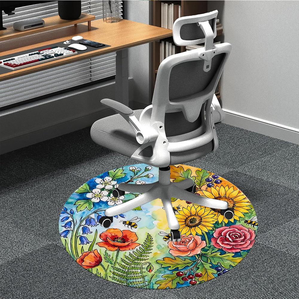 

1pc Floral Harmony Chair Carpet for Office, Soft Flannel Throw Mat, Perfect for Office, Holiday Party Decoration Choice yy260320063 80cm by 80cm