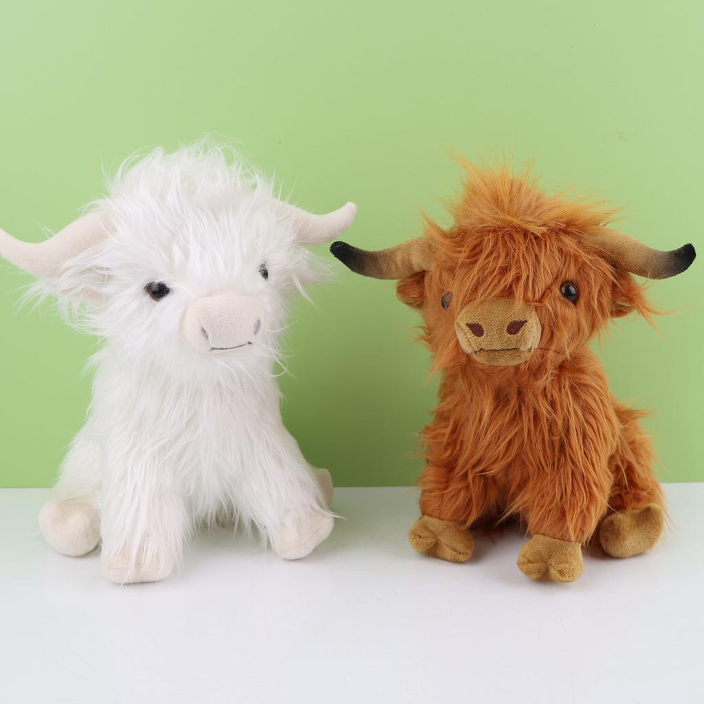 Highland Cow Plush Toy - Adorable Realistic Stuffed Animal With Long Fluffy Hair, Soft Cuddly Gift For Kids, Children & Collecto