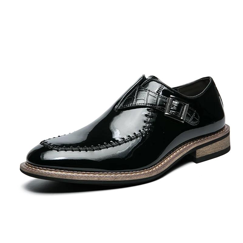 Fashion British Style Men's Black Dress Shoes Big Size 47 48 Pointed-Toe Leather Formal Shoes Men Luxury Red Oxford Shoes Man Moccasin