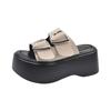 French thick bottom heightening with skirt going out wedge slippers women's summer wear 2025 new high-end cool slippers