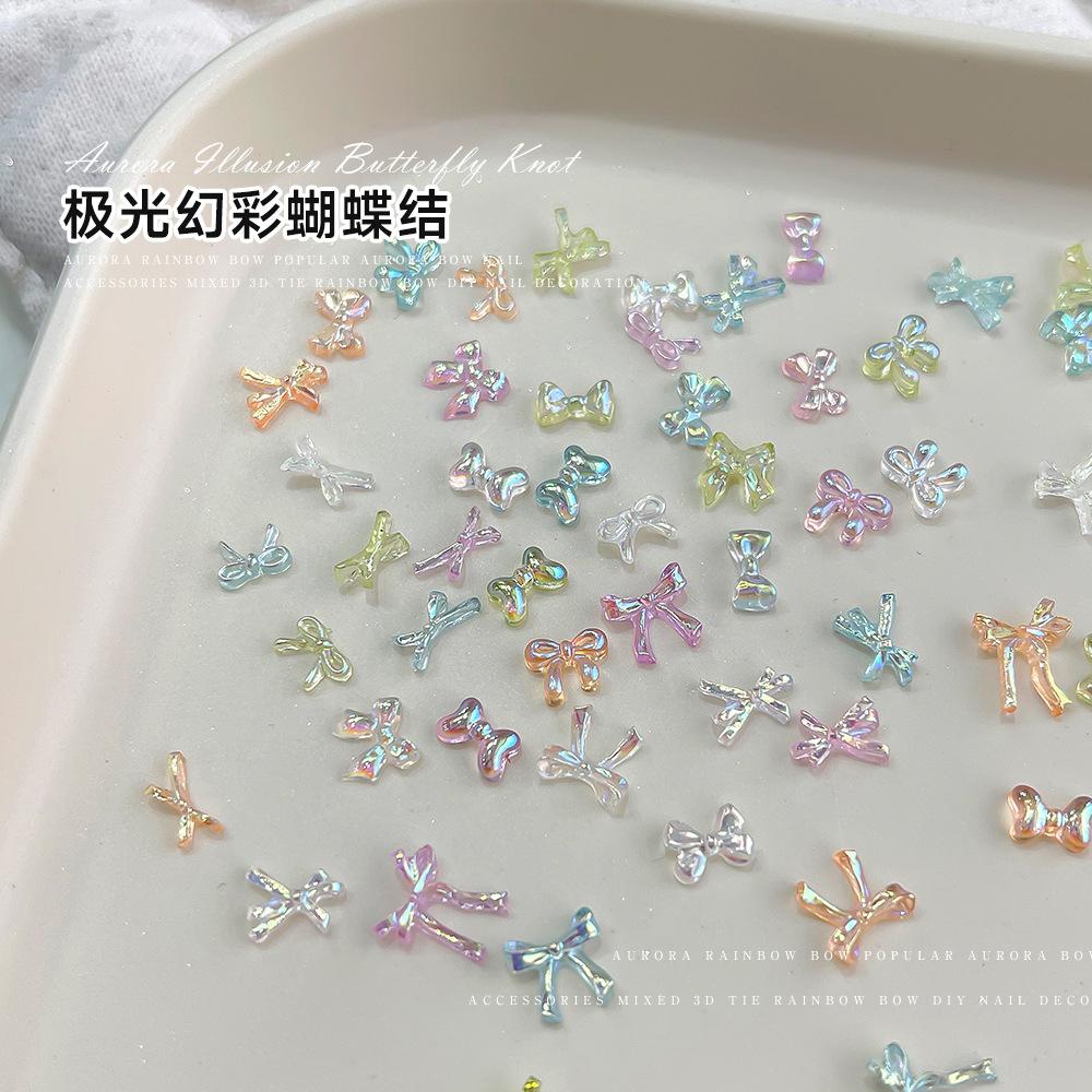 Mixed Butterfly Knot Nail Accessories Internet Celebrity Mini Aurora Illusion 3D Tie DIY