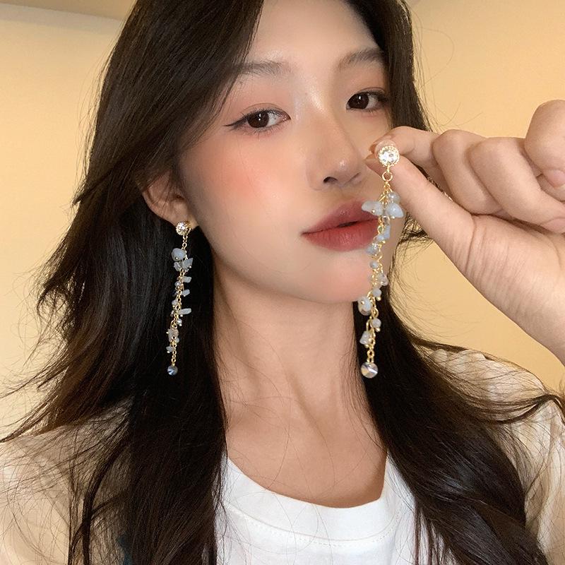 "925 Silver Long Tassel Zircon Bow Earrings for Women - Light Luxury & Versatile Design"