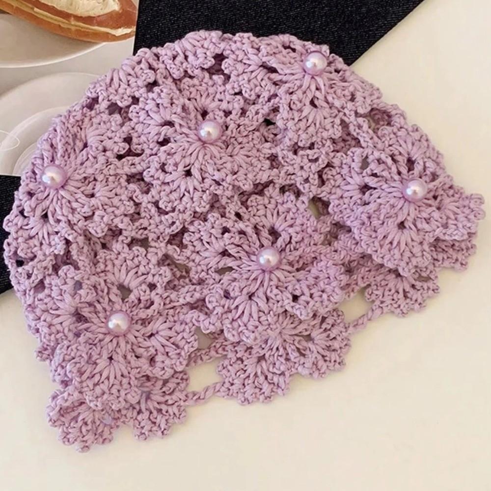 Hand-crocheted Knitted Beanie Cap Breathable Beret Cap Korean Pullover Cold Hat Women