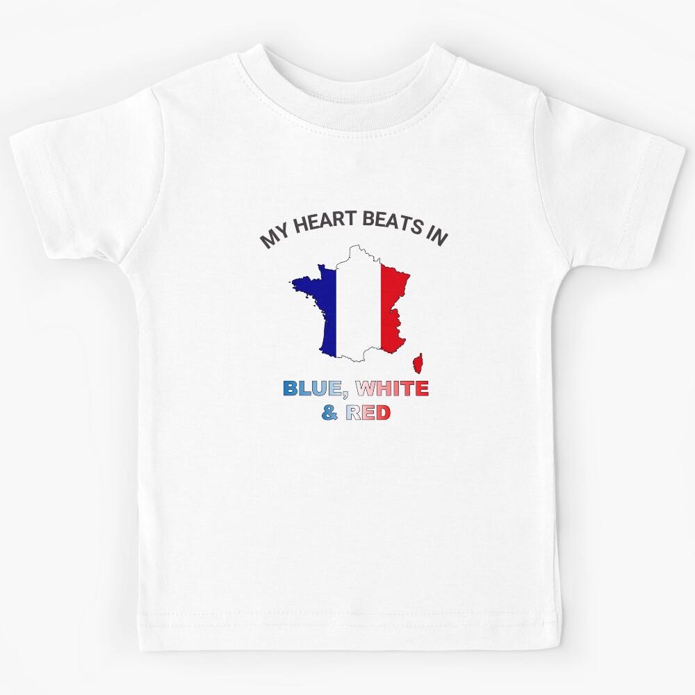 France Gallic Rooster - My Heart Beats in Blue White Red Kids T-Shirt 150