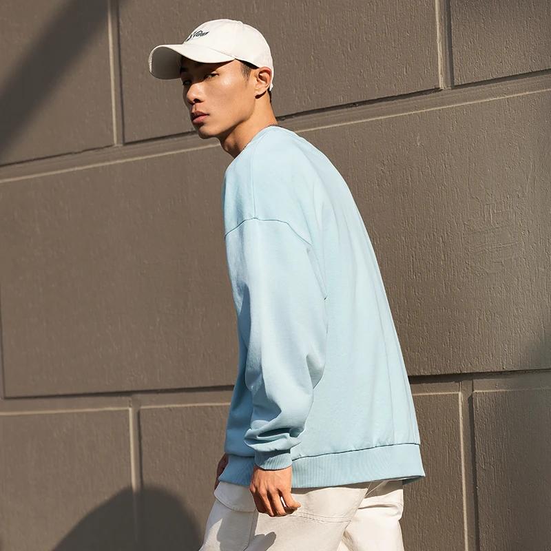 Li Ning Sports Lifestyle Series Letter Logo Printed Round Neck Loose Pullover Warm Sweatshirt Unisex sweatshirt Blue AWDT607-4