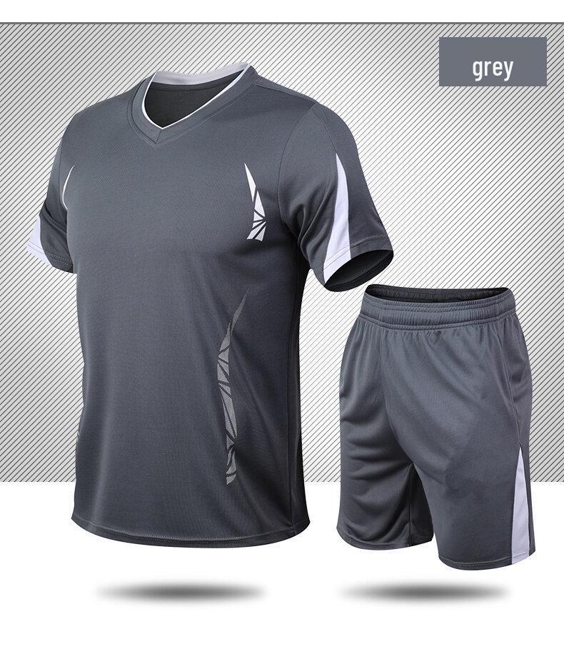 Men's Summer Fitness Quick-Dry Sports Set: Short Sleeve T-Shirt & Loose Running Shorts