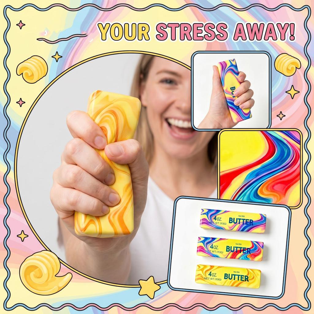 Butter Stick Toy Stress Relief Fidget Sensory Toy Soft Squeezeable Novelty Item for Desk Home Office Decor 13 5cm Long Suitable for Adults and Kids