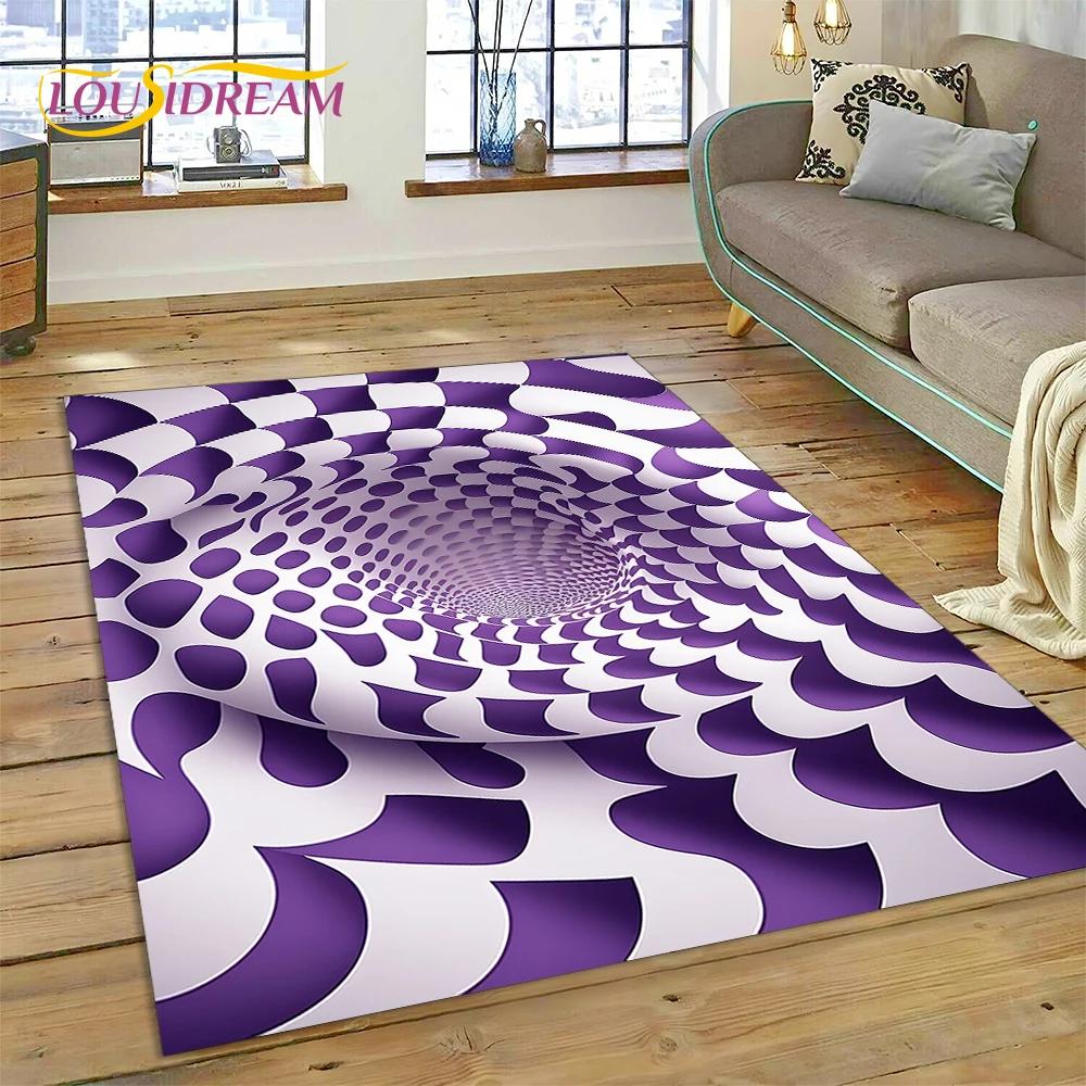 3D-Vortex-Teppich mit visuellen Illusionen für Wohnzimmer, Schlafzimmer, Heimdekoration, Bodenmatte, rutschfeste Dekoration für Sofa, Küche, Fußmatte