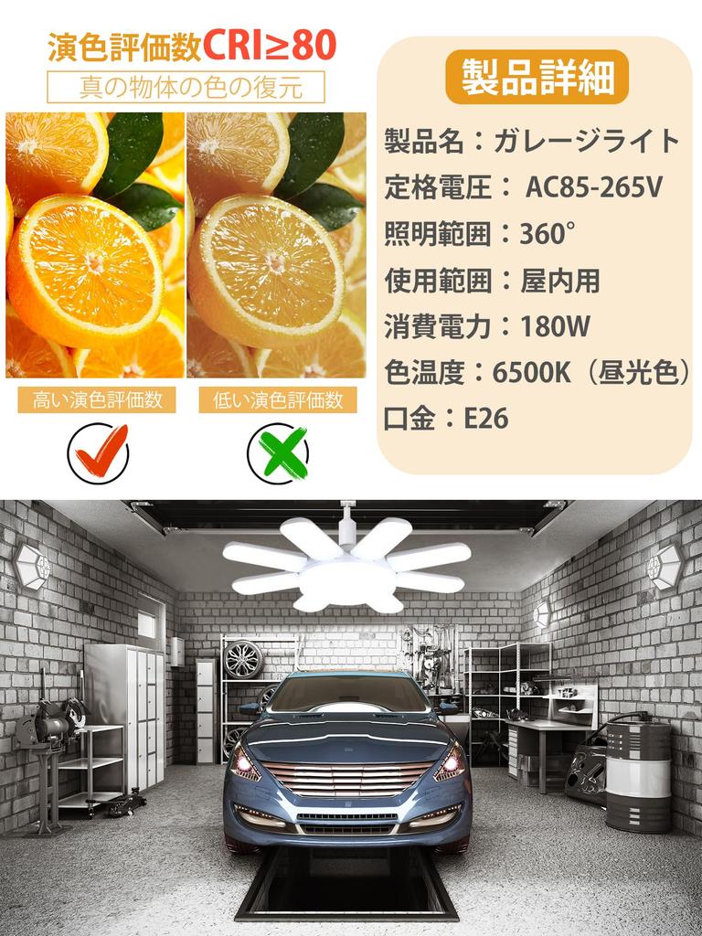 Laiqianle Garagenlicht, 180W LED Pendelleuchte, 9-Lichter-Set, Tageslichtweiß 6500K, Verstellbarer Winkel, Faltbar, Energieeinsparend, Arbeitslicht, Einfach