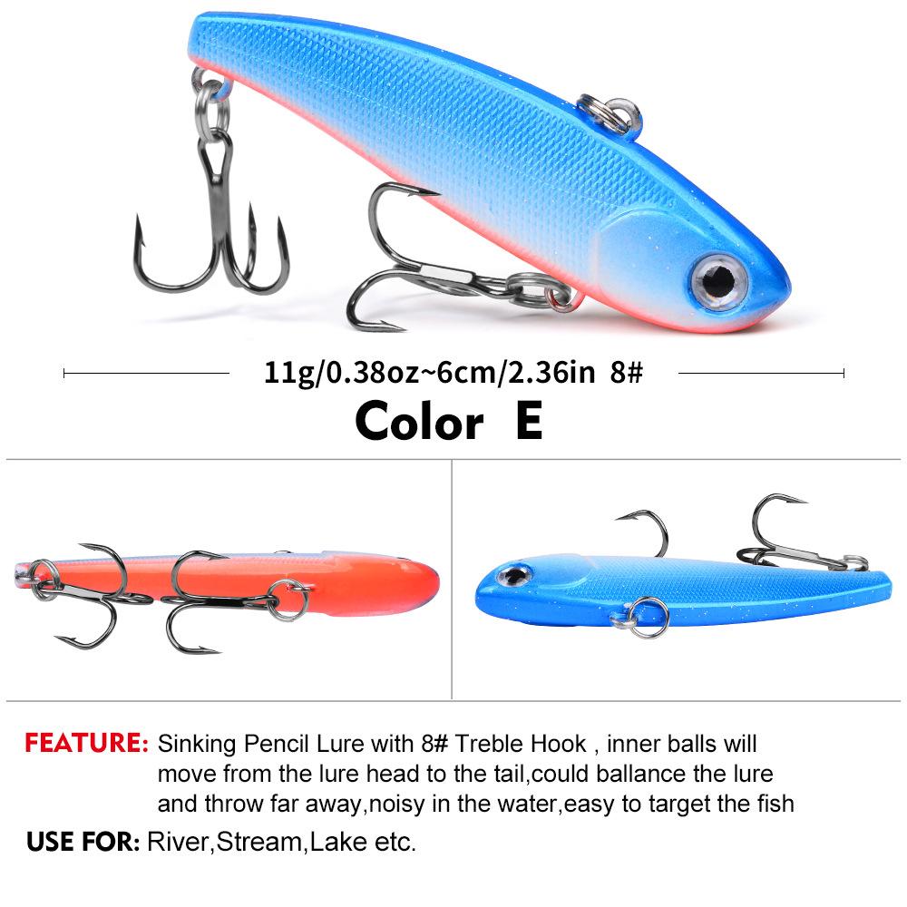 

Приманка False Bait Pencil VIB 6 см 11 г Bionic Fish Bait ABS Plastic False Bait 8 # Triple Hook
