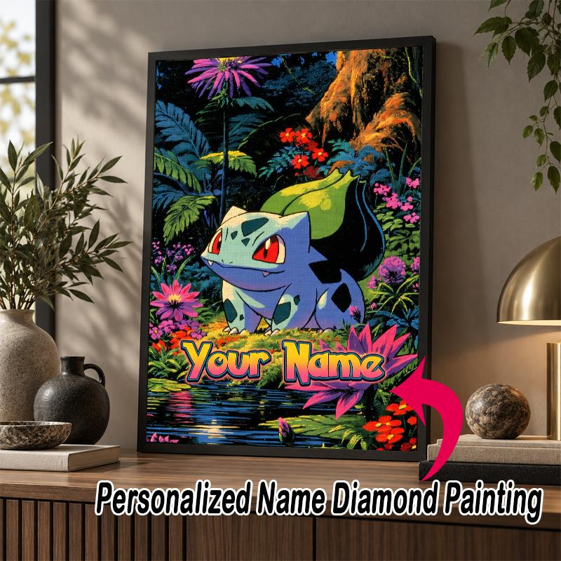 Personalized Bulbasaur Diamond Art Custom Name 5D Diamond Painting Full Drill DIY Craft