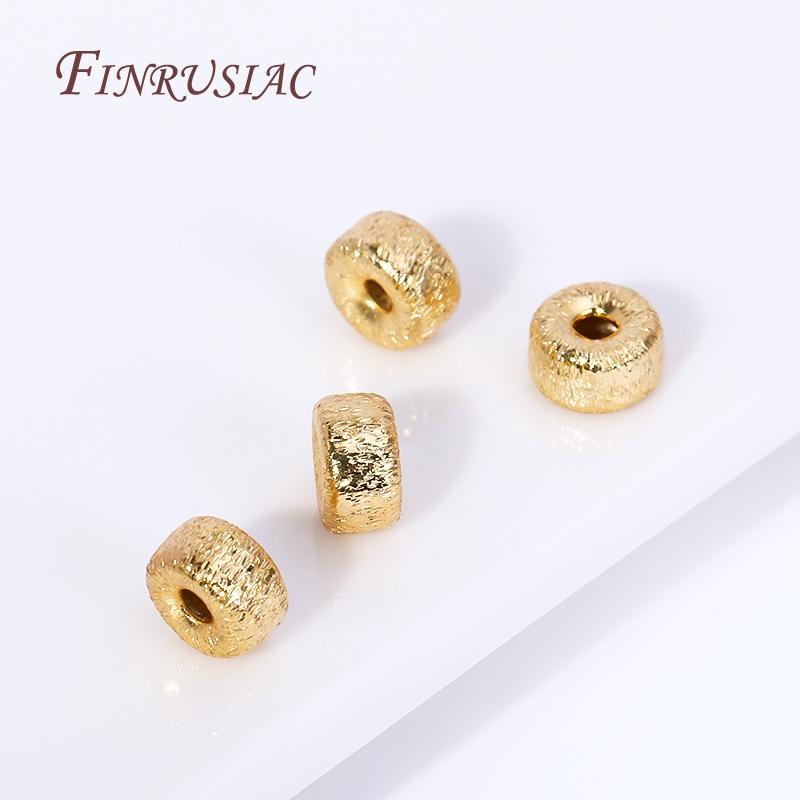 6X4MM 18K Gold Plated Brass Frosted Wheel Spacer Beads Bracelet Beads Separator Beads Jewelry Making DIY Findings Accessories