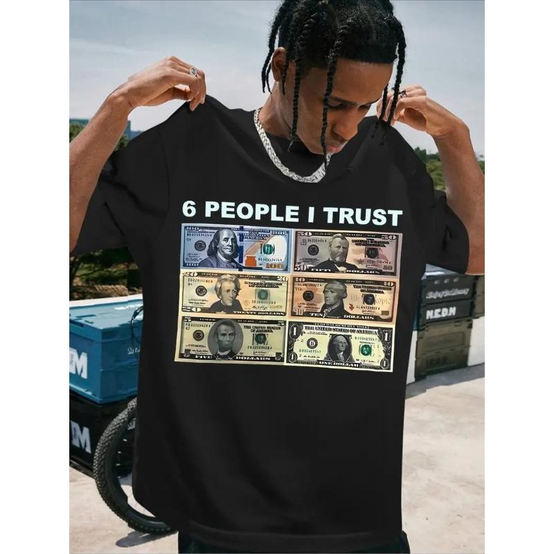 

Men S Casual T-Shirt , Short Sleeve, Breathable and Sweat-Absorbent, Print with Bold Dollar Bill Design, Suitable for All Seasons S чёрный
