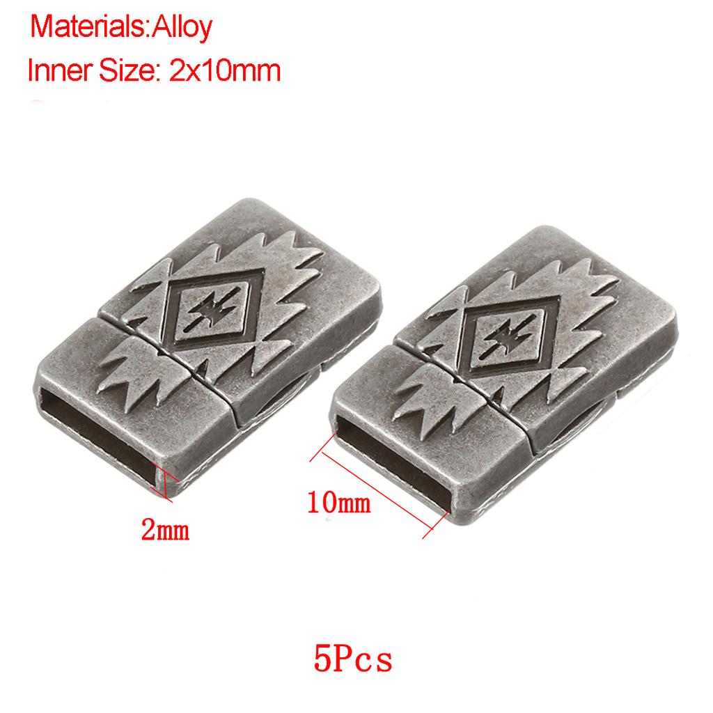 Jewelry Findings Leather Bracelet Clasp DIY Magnet Hook Rhodium Magnetic Clasp Flat Hole 15*3mm