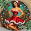 Vintage Christmas Lady Wall Decoration  X Inch (xcm) D Printed Aluminum Sign  Artistic Home Dcor