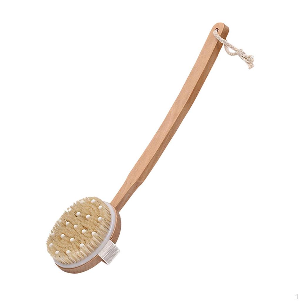 Back Brush Shower Scrubber Lightweight Deep Cleaning Soft Bristles Long Wood Handle for Gift
