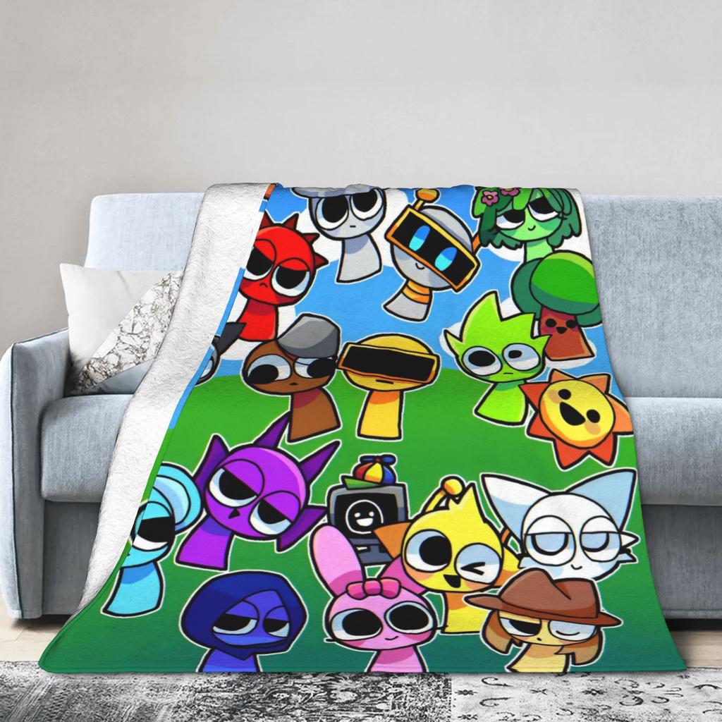 Sprunkis Characters Game Fuzzy Blanket Funny Throw Blankets for Home 125*100cm Rug Piece