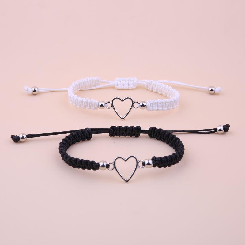 Hand Crafted Love Heart Couple Bracelet For Lover Women Men Adjustable Rope Friends Relationship Matching Bracelets Jewelry Gift