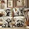 1/4pcs Cute Dog Illustrations Printed Pillowcases Sofa Cushion Cover Home Bedroom Room Decoration