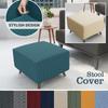 Square Elastic Ottoman Stool Cover Slipcover Jacquard Footstool Sofa Slipcover Furniture Protector Covers Footrest Chair Covers