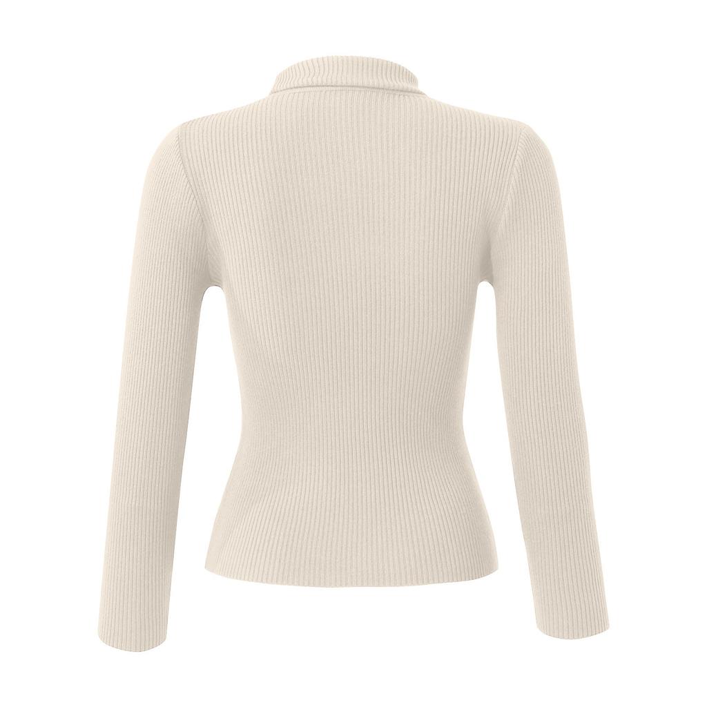 Women's  And Winter Long-sleeved V-neck Knitted Sweater Slim Solid Color Pullover Knitted Top
