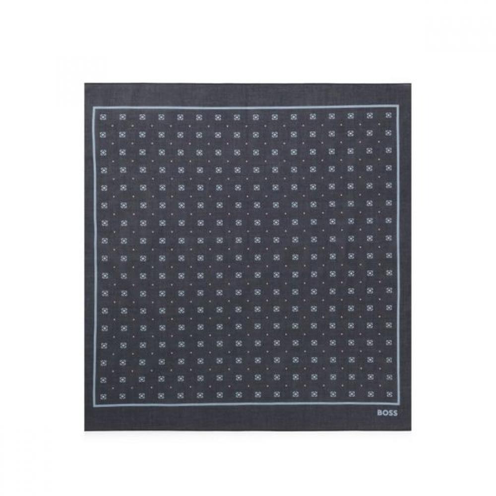Boss Cotton Solid Pattern Scarf Dark Blue 50556954404 ONESI