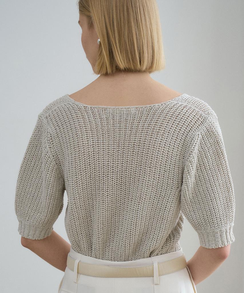 RENEJ Puff Sleeve Netted Knit