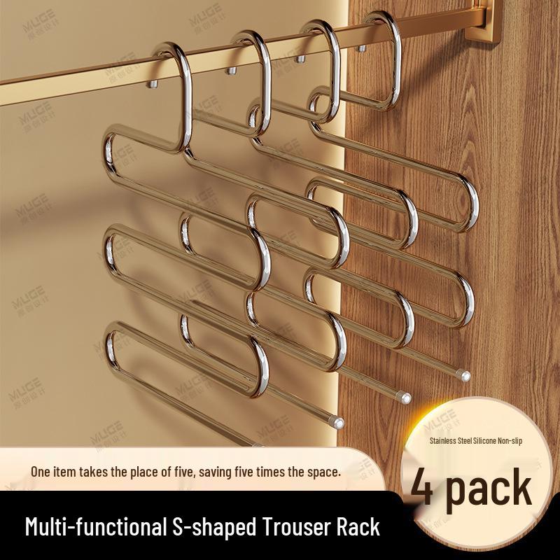 5-Tier Multi-Layer Stainless Steel Pants Rack for Home and Dorm Wardrobes