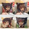 Xinyan Cute Genshin Impact Cushion Cover Natural Linen Organic Fabric DoubleSided Printing Room Sofa Decor Pillow Case