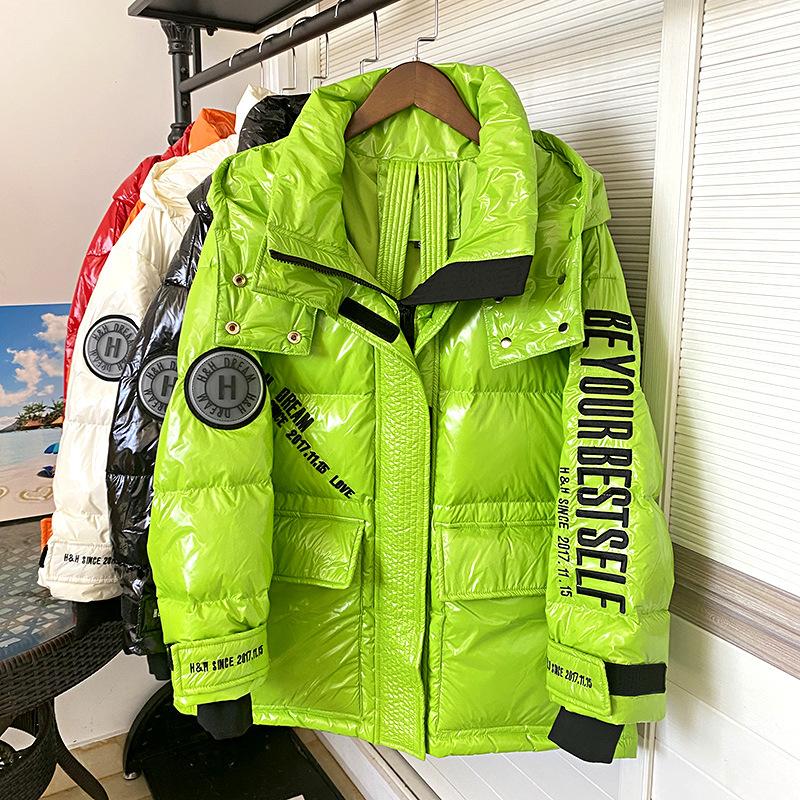 

Женская осенне-зимняя куртка на белом утином пуху, водонепроницаемое пальто с надписью, короткий костюм для пары