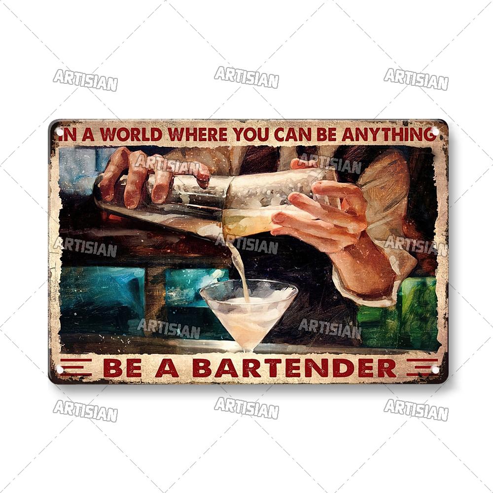 Artisian Job Work Metal Plaque Shoemaker Tin Sign Barista Hairstylist Luthier Painter Chef Decorative PlateWall Decor Garage Bar