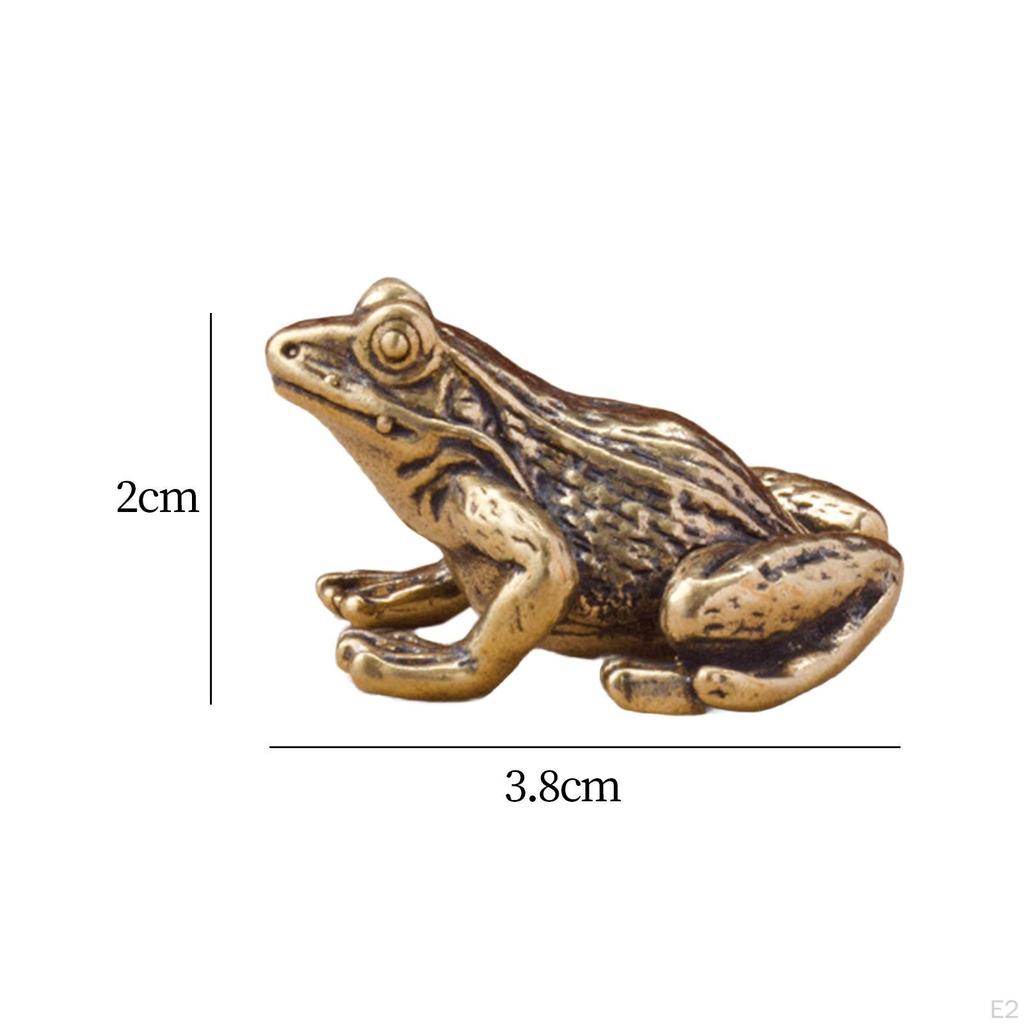2x Messing-Frosch-Statuen, Figuren, Retro-Frösche, Mini-Miniaturen, Tierskulpturen für das Büro