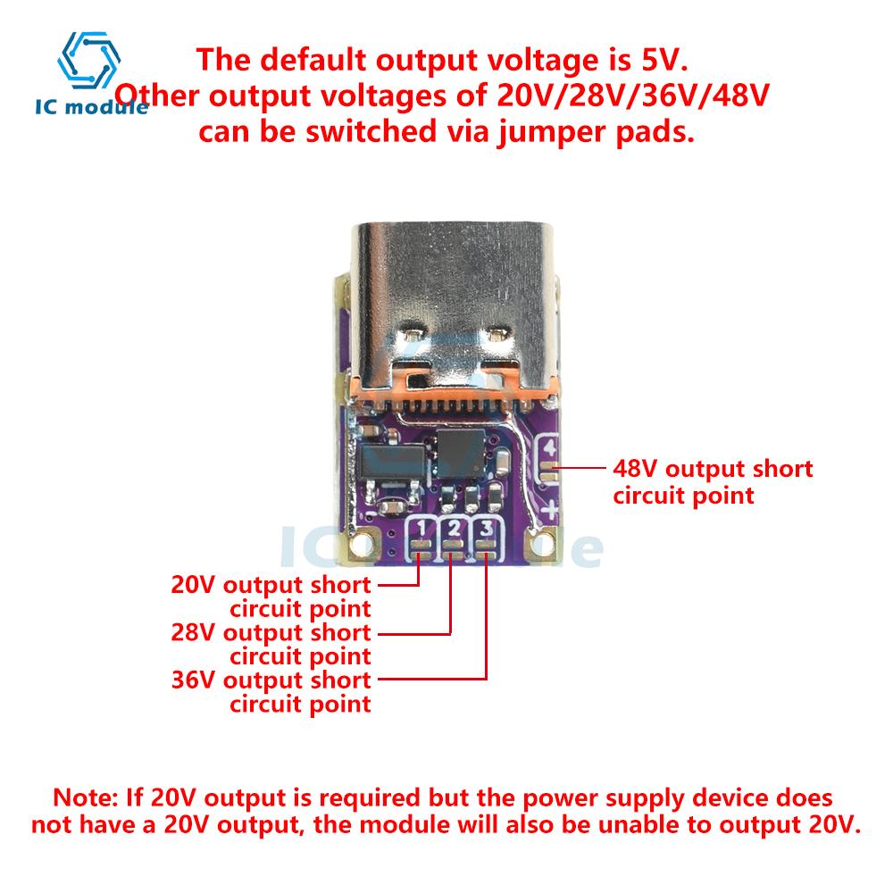 PD QC Schnelllade-Modul Typ-C Schnelllade-Trigger-Attrappen-Modul 5V-20V/20V-48V Ausgang für DIY Powerbank