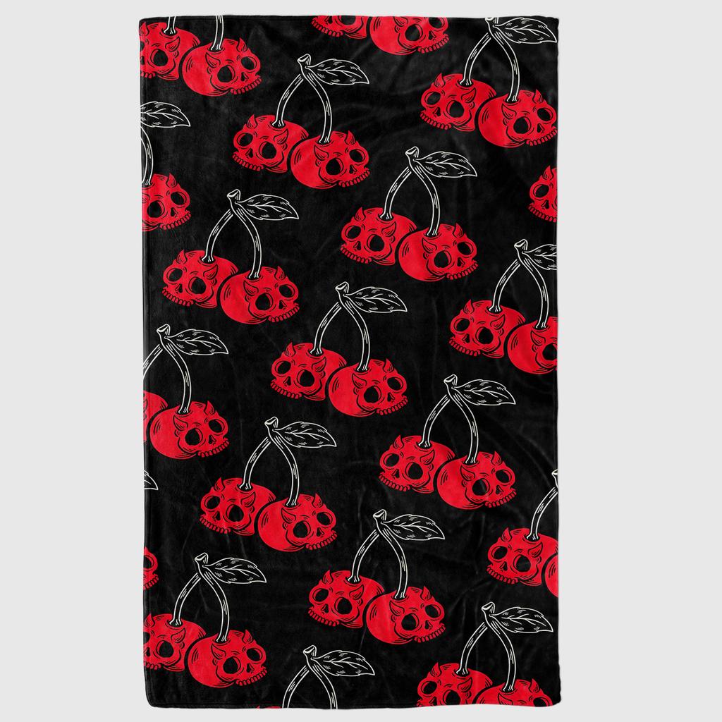 Cartoon Small Cherry Pattern Cute Print Art Blanket - Soft All-Season Multi-Purpose Throw for Sofa, Bed, Office Nap & Gift