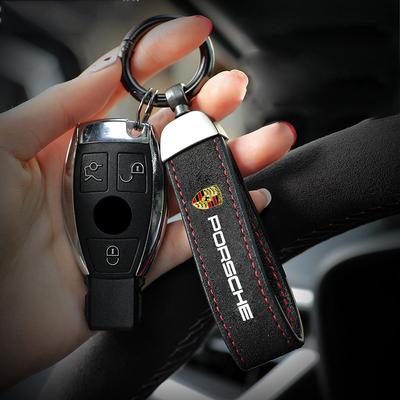 New Suede Car Styling Keychain Pendant Keyring Gifts For Cayenne Panamera Macan 911 718 Taycan Boxster Cayman 918 Pajun