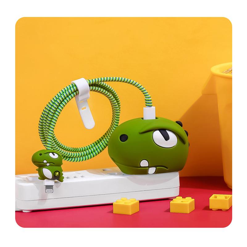 

3D динозавр, розовая свинья, силиконовый защитный чехол для USB-кабеля, защитный чехол для шнура передачи данных для IPhone 18/20 Вт, органайзер для наматывания аниме