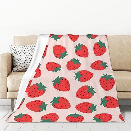 Strawberry Blanket Soft And Comfortable Flannel Plush Portable Sofa Nap Blanket