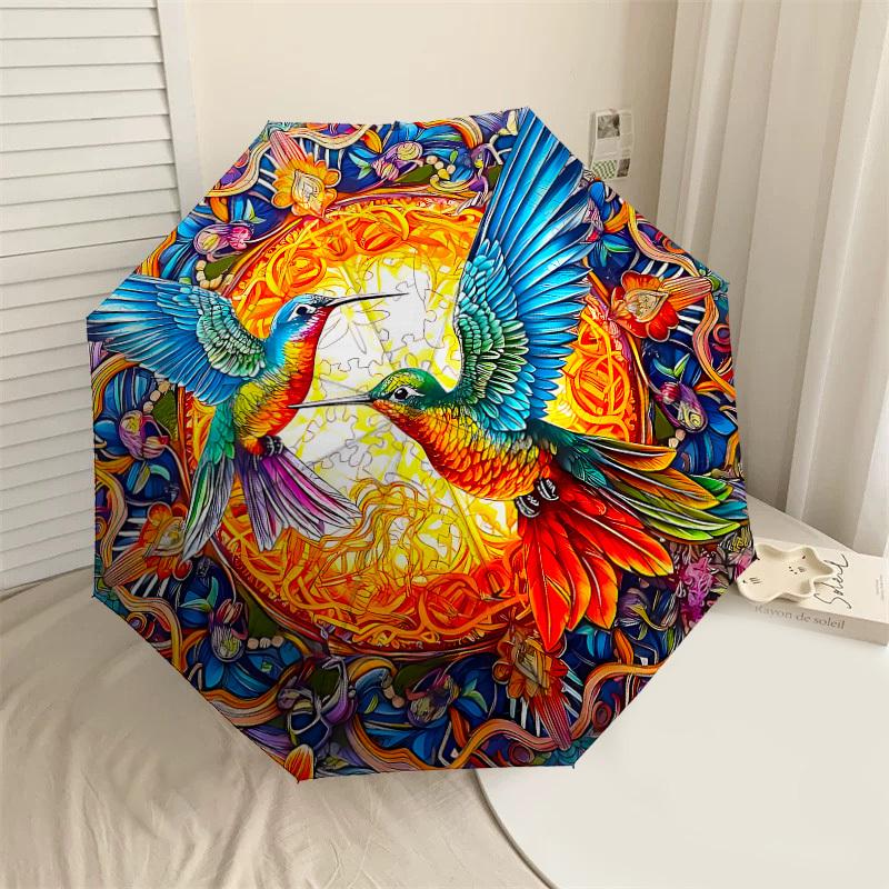 

1PC Hummingbird Artwork Umbrella-8-Rib Reinforced, Automatic Open, Lightweight & Durable, Cute Fashion Accessory for Outdoor-P39