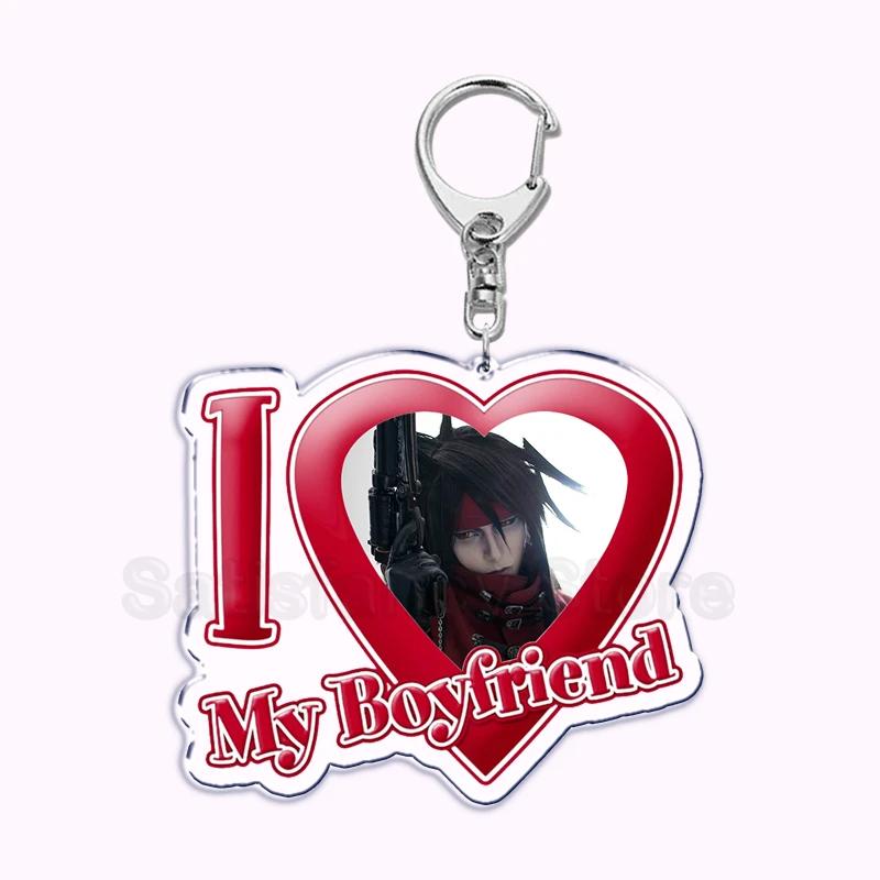 Pfp Sephiroth Acrylic KeyChain Pendant Key Ring I Love My Boyfriend Girlfriend Pink Heart Keyring for Bag Pendant Jewelry Gifts