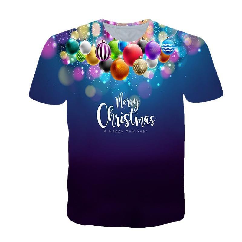 Kids T Shirts Couple Summer Christmas Tree 3D Digital Printing Casual Trendy Short Sleeve T-shirt